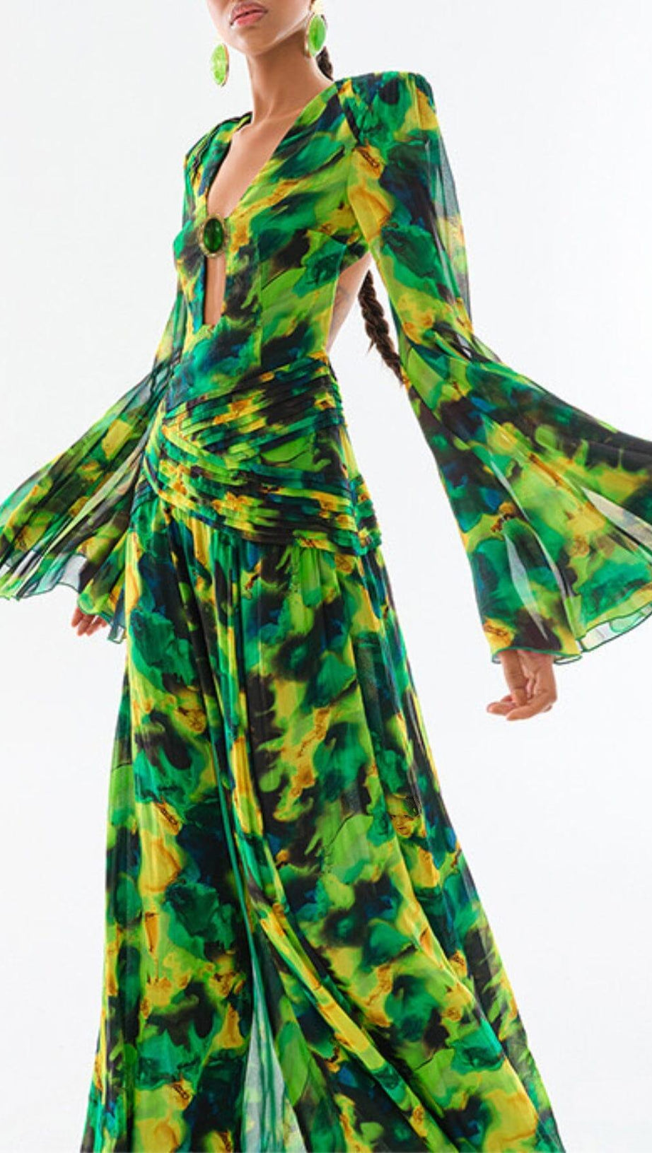 PRINTED CHIFFON MAXI DRESS