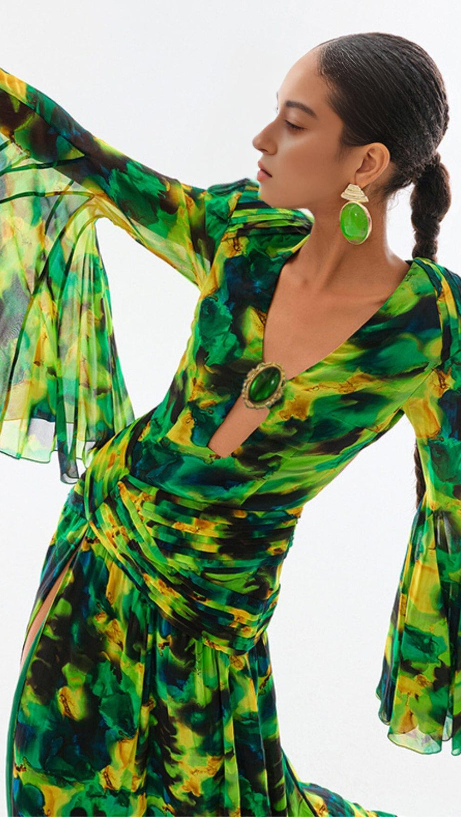 PRINTED CHIFFON MAXI DRESS