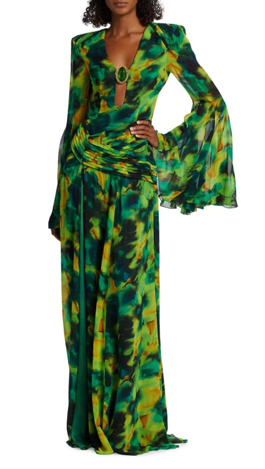 PRINTED CHIFFON MAXI DRESS