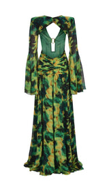 PRINTED CHIFFON MAXI DRESS