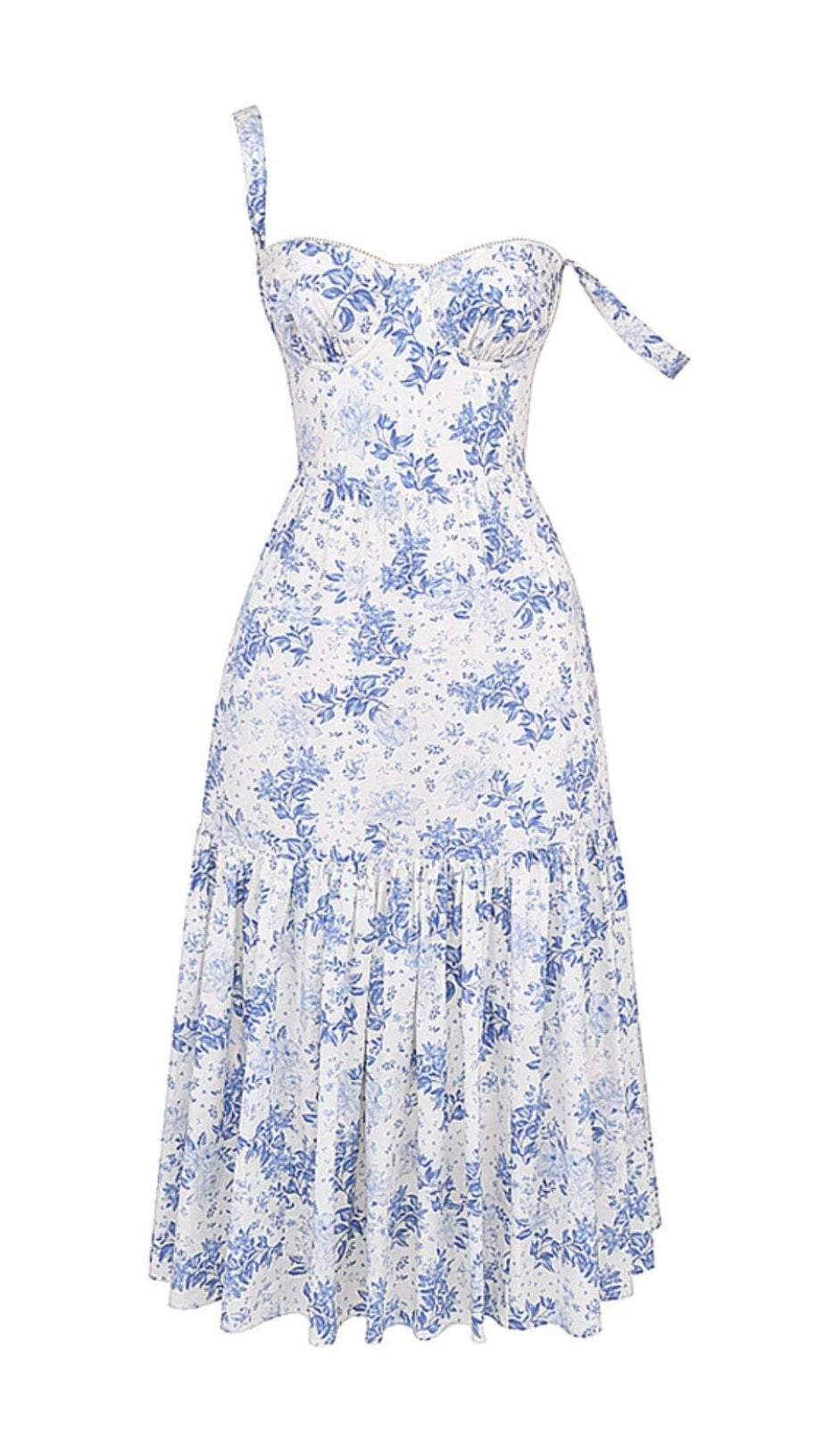 BLUE PRINT MIDI SUNDRESS