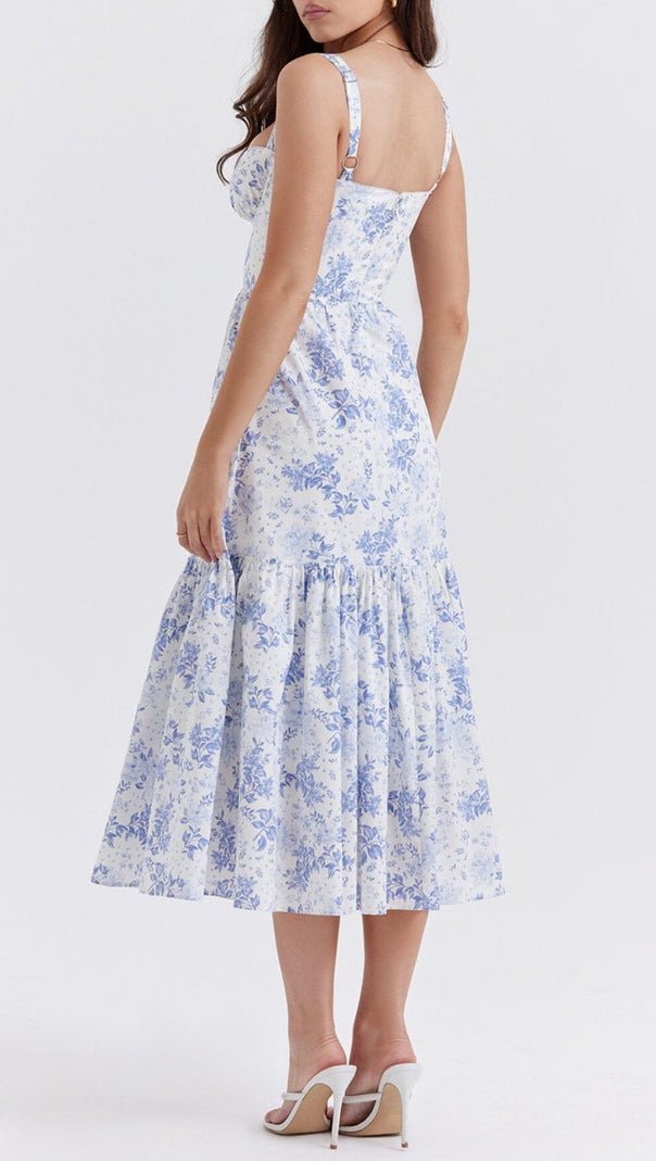 AIIZIE BLUE PRINT MIDI SUNDRESS - product image
