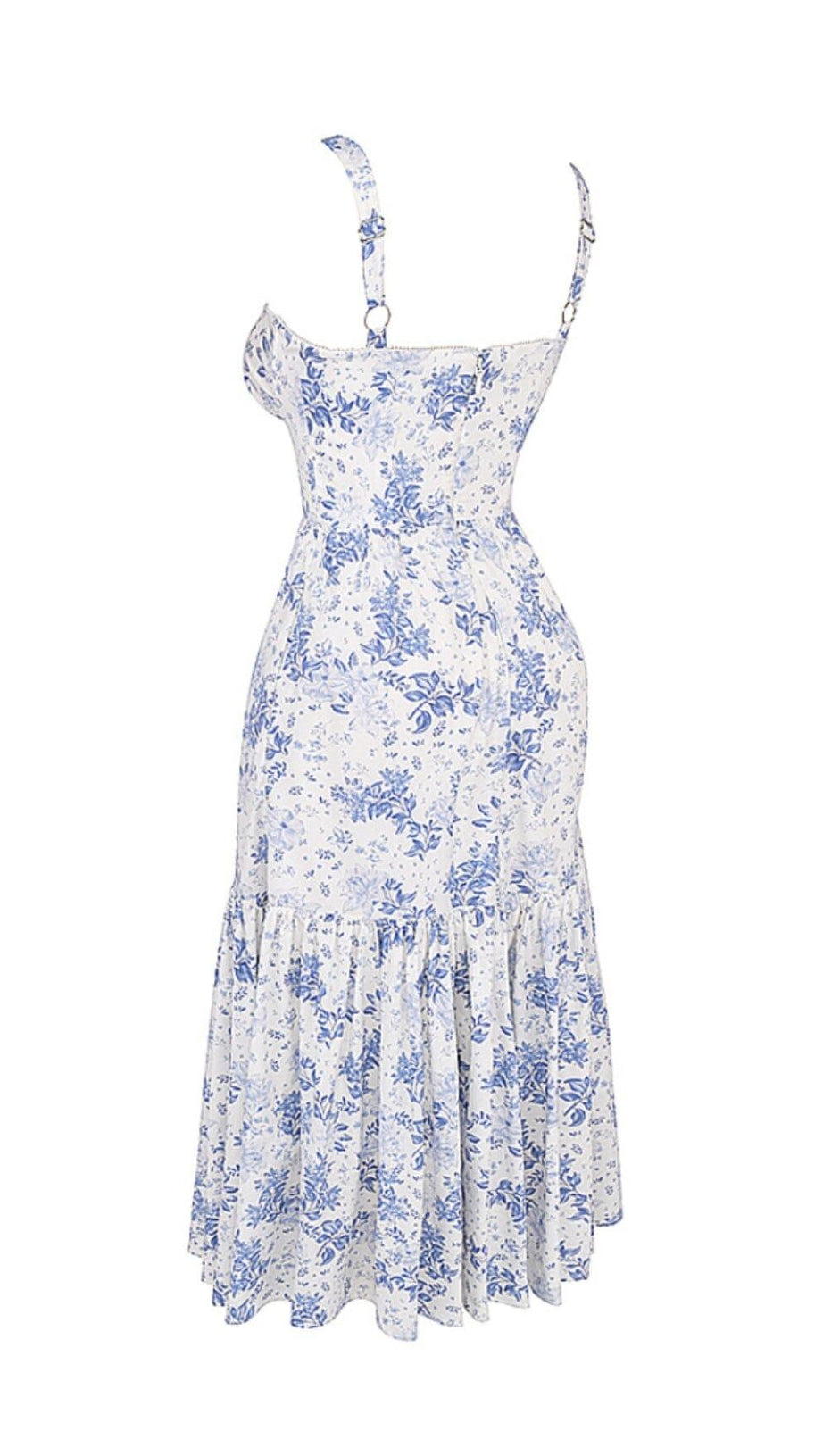 BLUE PRINT MIDI SUNDRESS