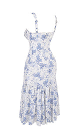 BLUE PRINT MIDI SUNDRESS