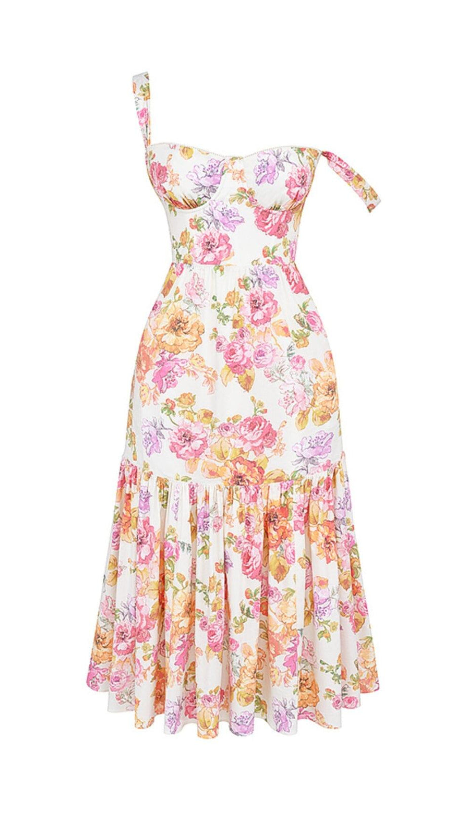 IVORY FLORAL MIDI SUNDRESS