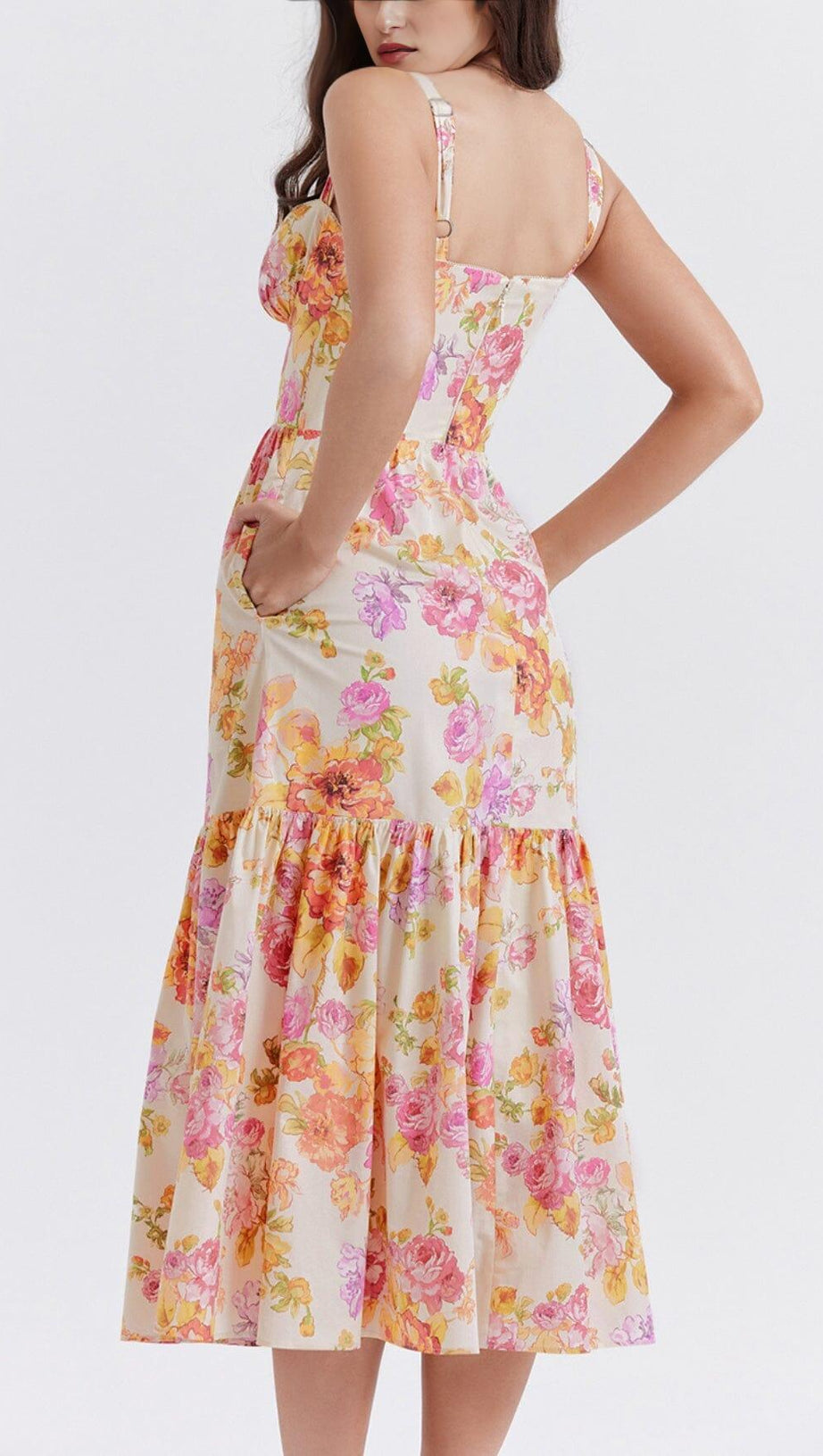 IVORY FLORAL MIDI SUNDRESS
