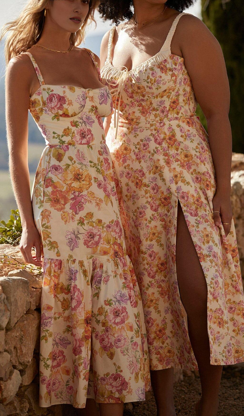 IVORY FLORAL MIDI SUNDRESS