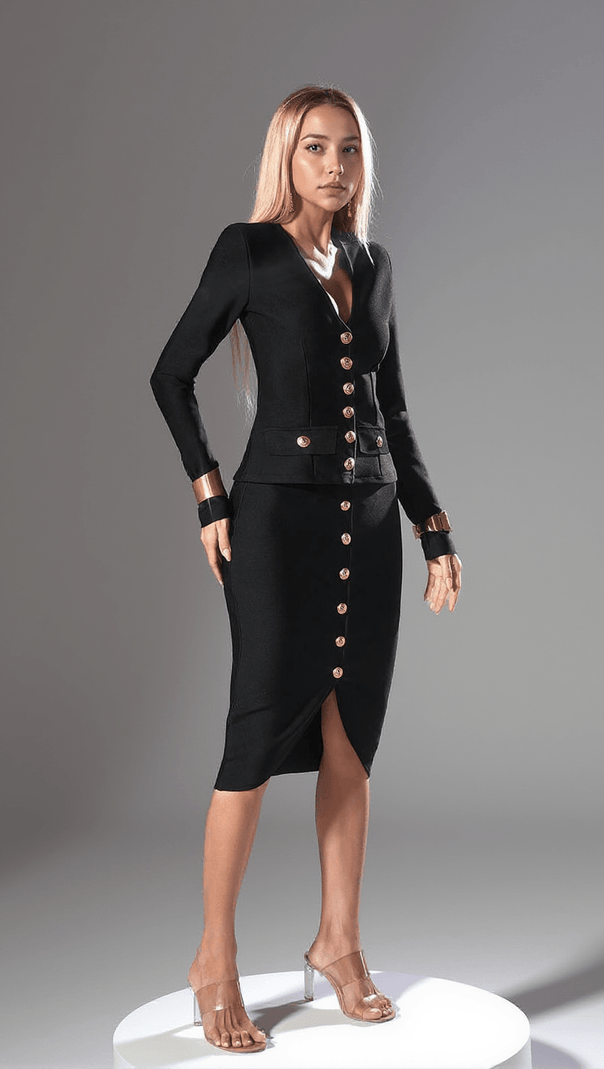 AIIZIE SAILOR LONG SLEEVE SINGLE BREASTED BANDAGE SET - product image