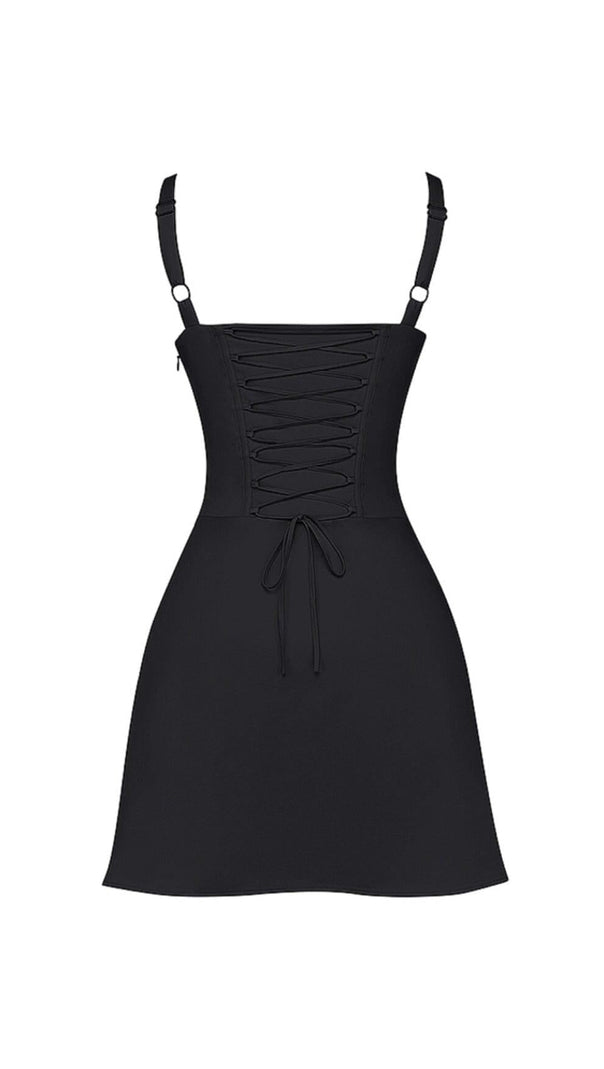 AIIZIE BLACK CORSET MINI DRESS - product image