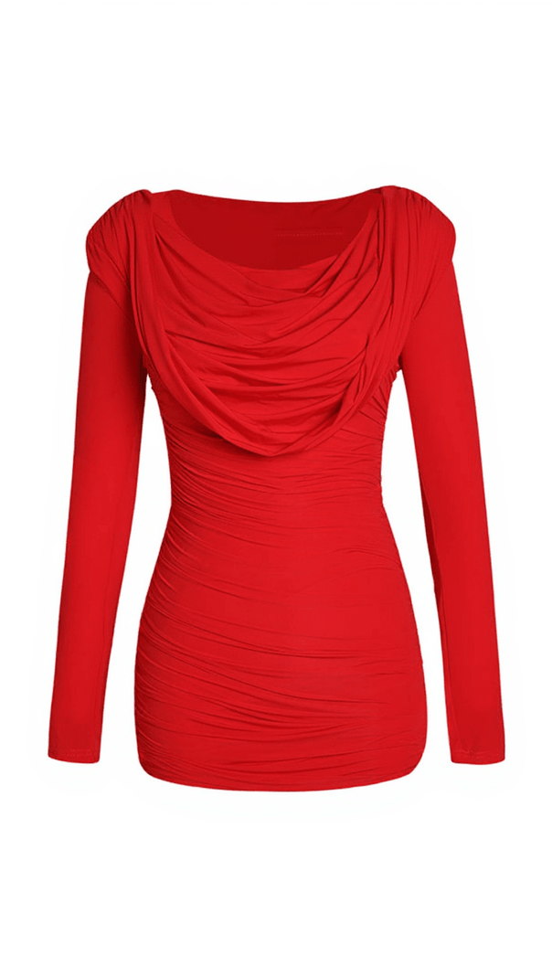 AIIZIE ARINA LONG SLEEVE PLUNGE MINI DRESS - product image