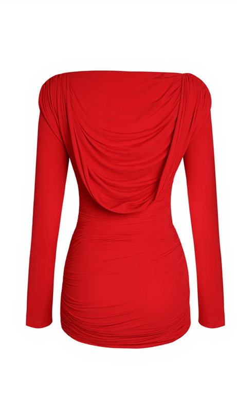 ARINA LONG SLEEVE PLUNGE MINI DRESS