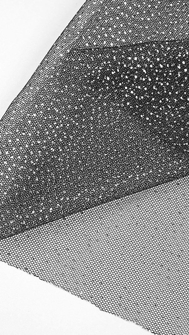 DRAPIERTES TÜLL-KORSETT-MAXIKLEID MIT STRASS IN SCHWARZ