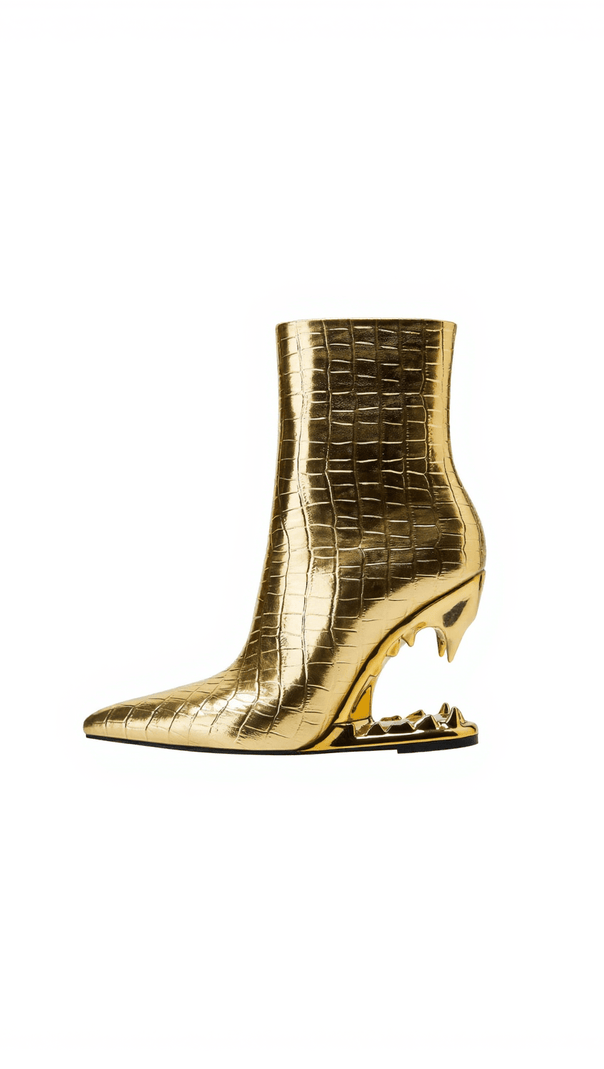 AIIZIE GALE TIGER TOOTH CUTOUT BOOTS IN GOLD - product image