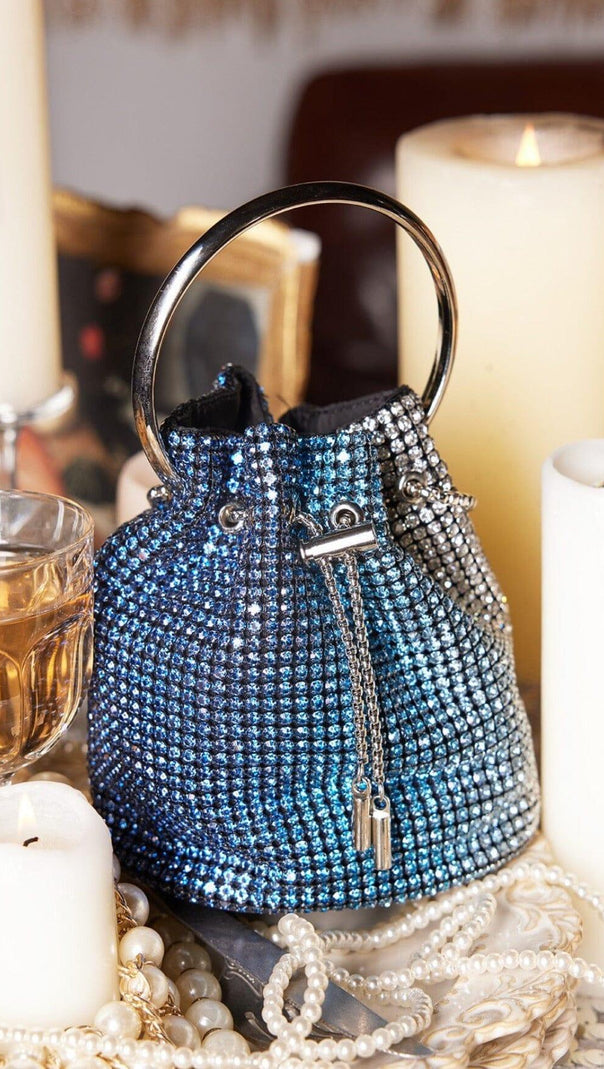 AIIZIE RHINESTONE BUCKET BAG IN BLUE - product image