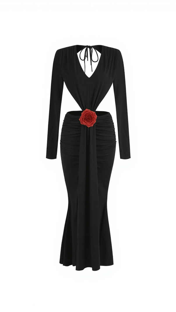 AIIZIE EOLLY BACKLESS FLOWER CUTOUT MAXI DRESS - product image