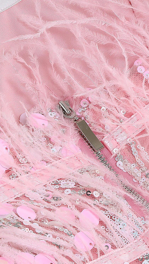 AIIZIE STRAPLESS SEQUINS SHINY GLITTER DRESS IN PINK - product image