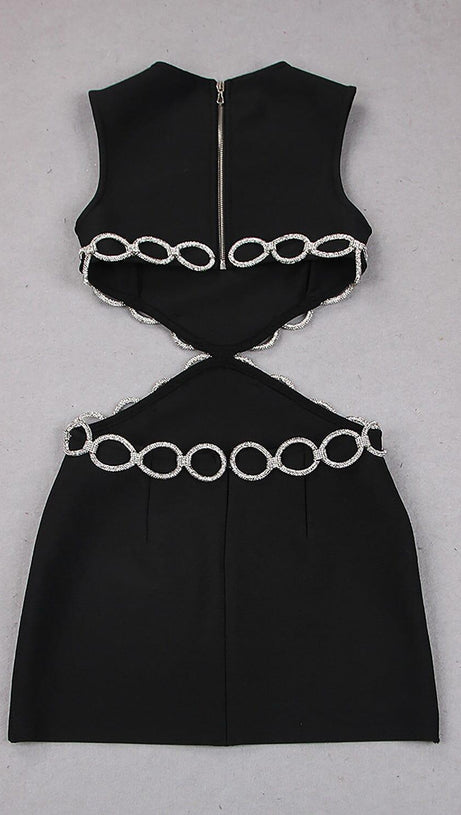 CRYSTAL EMBROIDERED SHORT BANDAGE DRESS