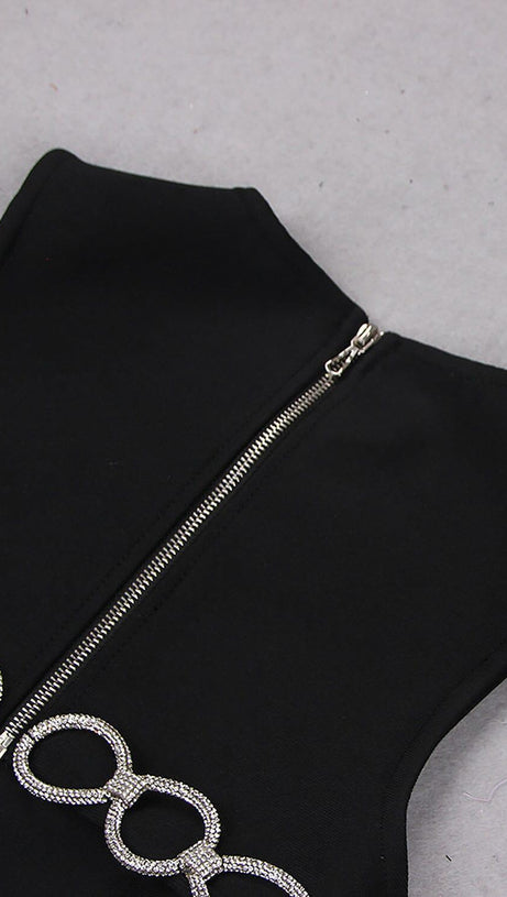 CRYSTAL EMBROIDERED SHORT BANDAGE DRESS