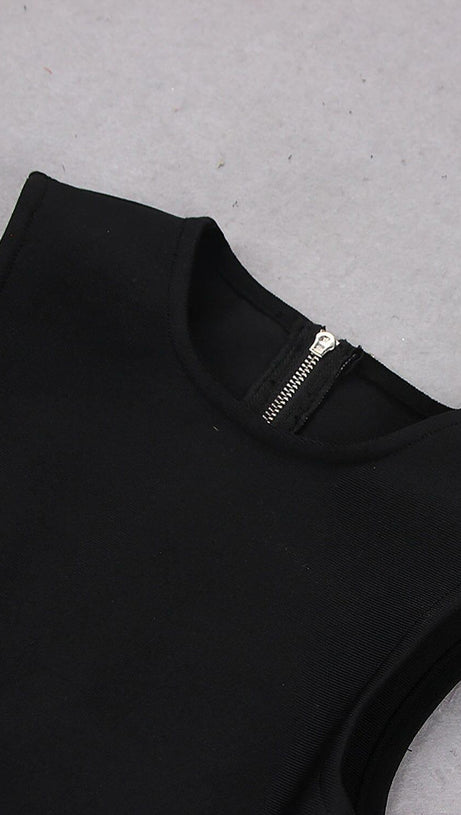 CRYSTAL EMBROIDERED SHORT BANDAGE DRESS