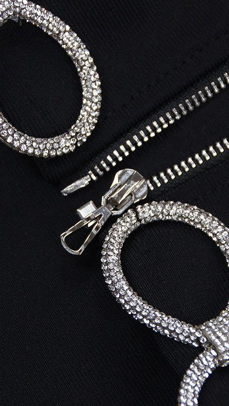 CRYSTAL EMBROIDERED SHORT BANDAGE DRESS