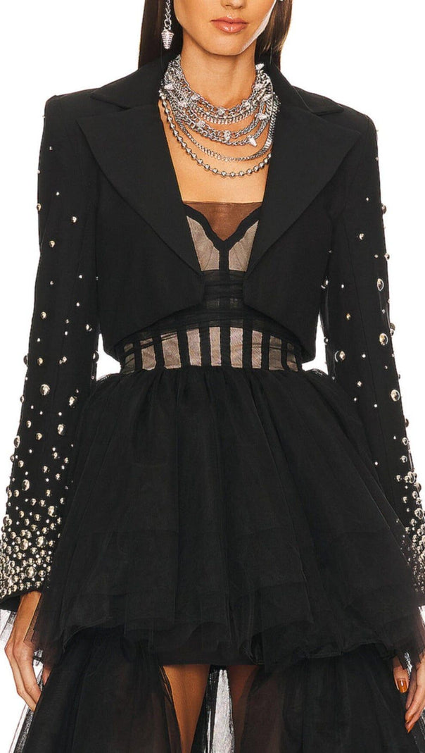 AIIZIE BEADED SPIRAL BLAZER IN BLACK - product image
