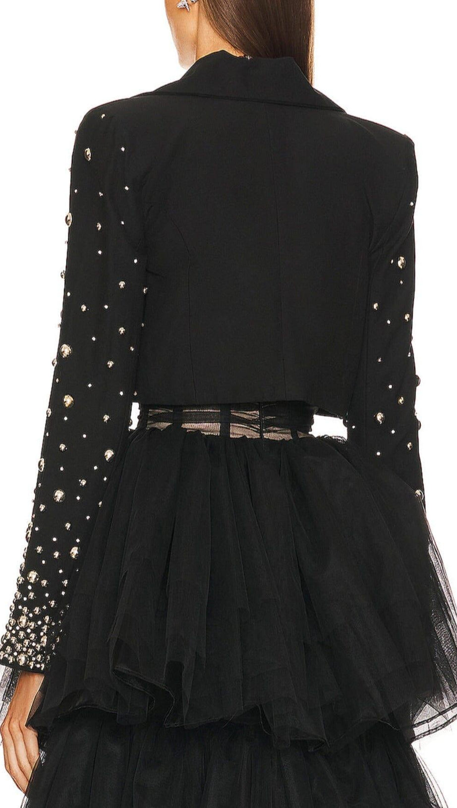 BEADED SPIRAL BLAZER IN BLACK
