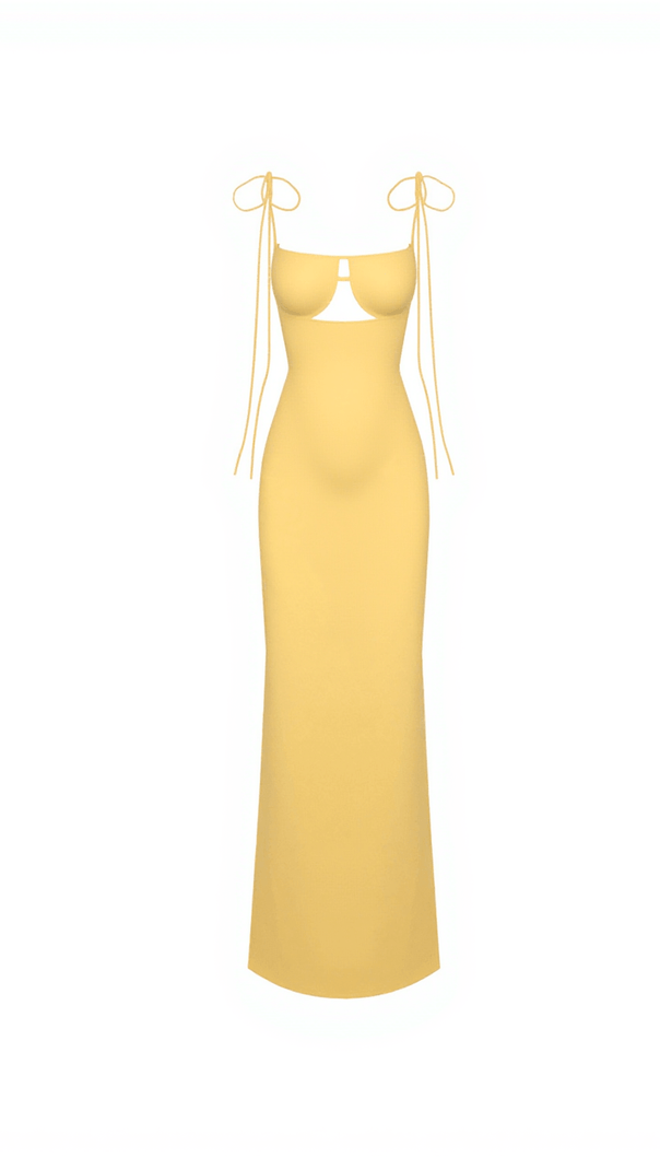 AIIZIE GWYN SHELL CUTOUT MAXI BANDAGE DRESS IN YELLOW - product image