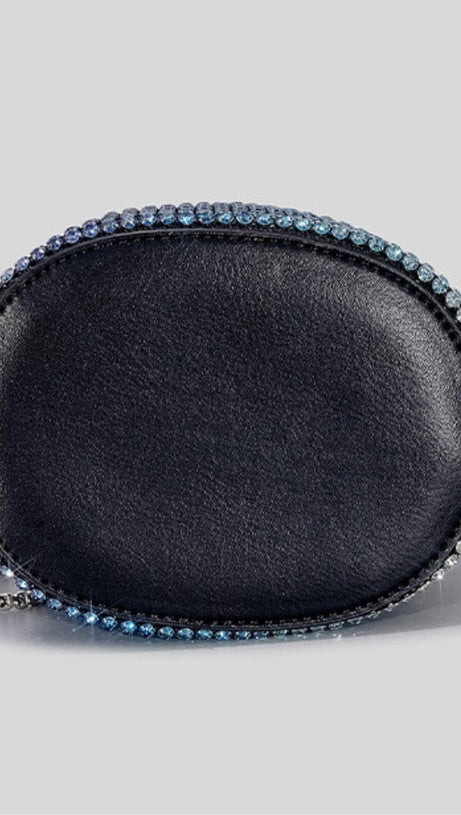 RHINESTONE BUCKET BAG IN BLUE