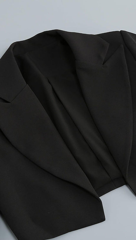 BEADED SPIRAL BLAZER IN BLACK