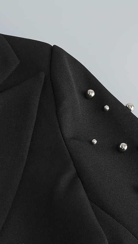 BEADED SPIRAL BLAZER IN BLACK