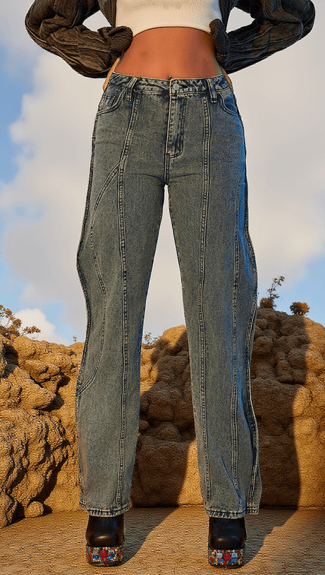 ELEANORE WAVE DENIM PANTS