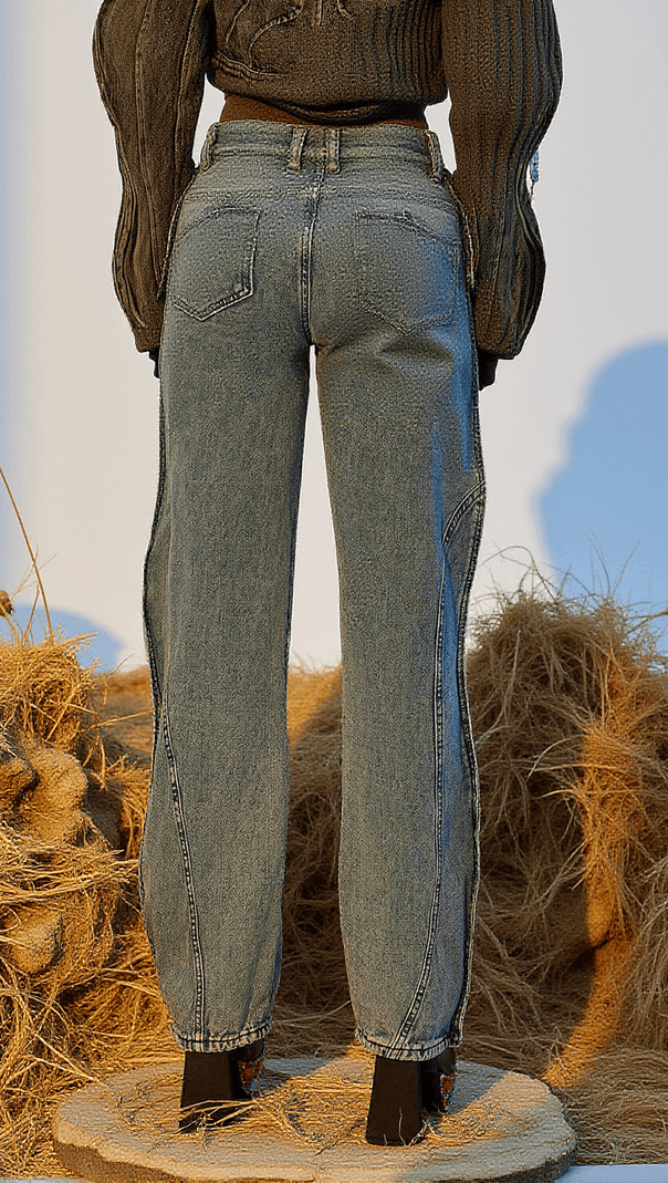 AIIZIE ELEANORE WAVE DENIM PANTS - product image