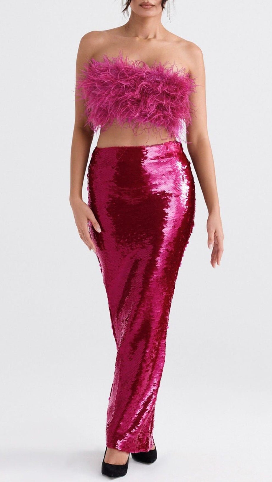 HOT PINT SEQUIN TWO PIECE SET MAXI DRESS