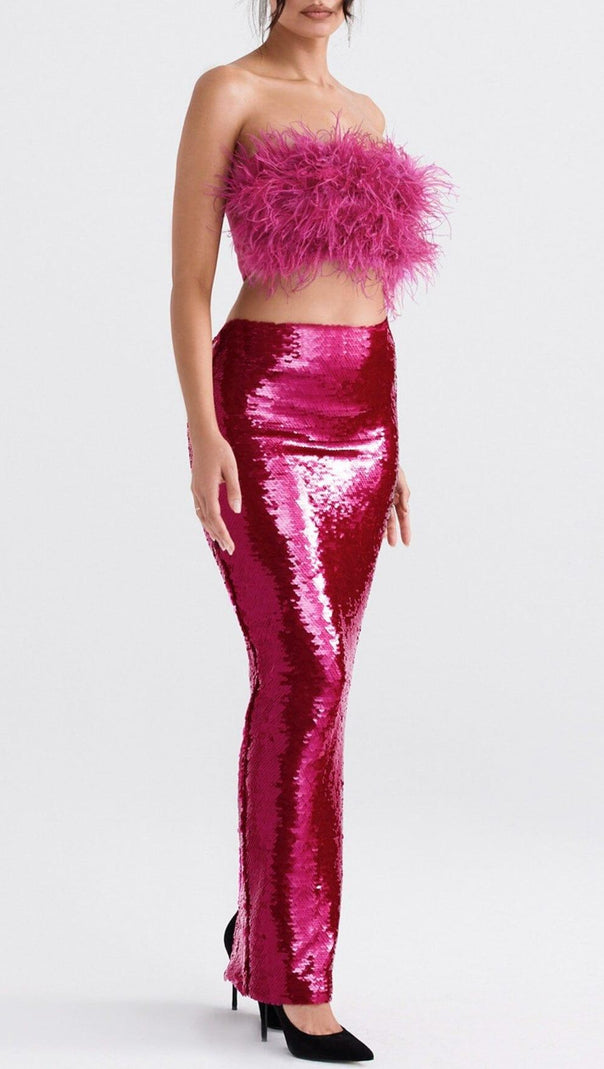 AIIZIE HOT PINT SEQUIN TWO PIECE SET MAXI DRESS - product image