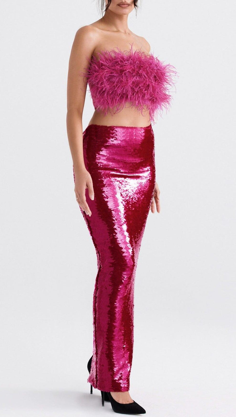 HOT PINT SEQUIN TWO PIECE SET MAXI DRESS
