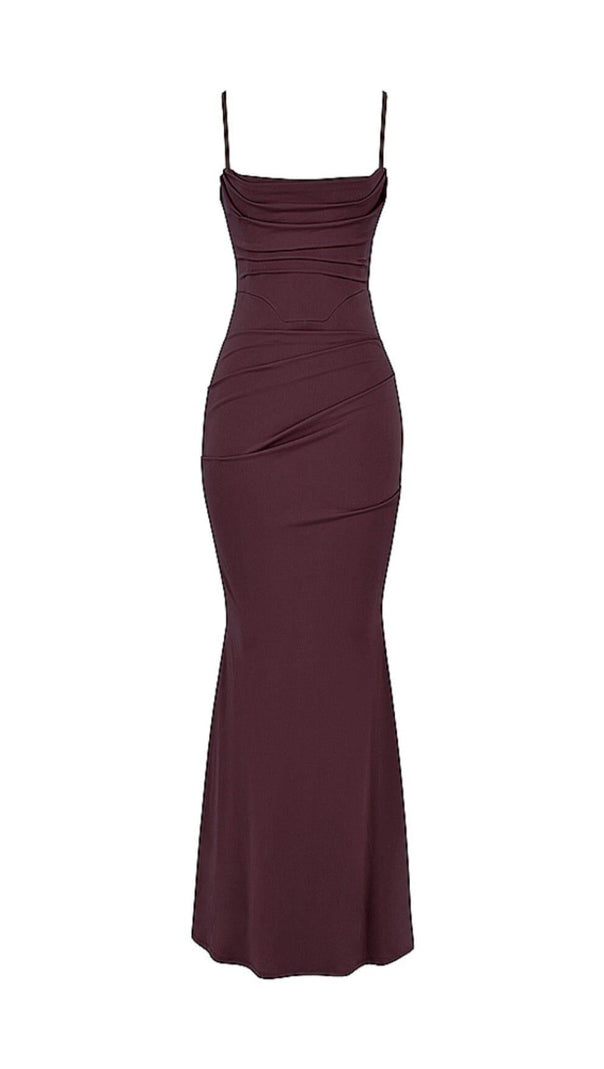 AIIZIE DARK CHERRY CORSET MAXI DRESS - product image