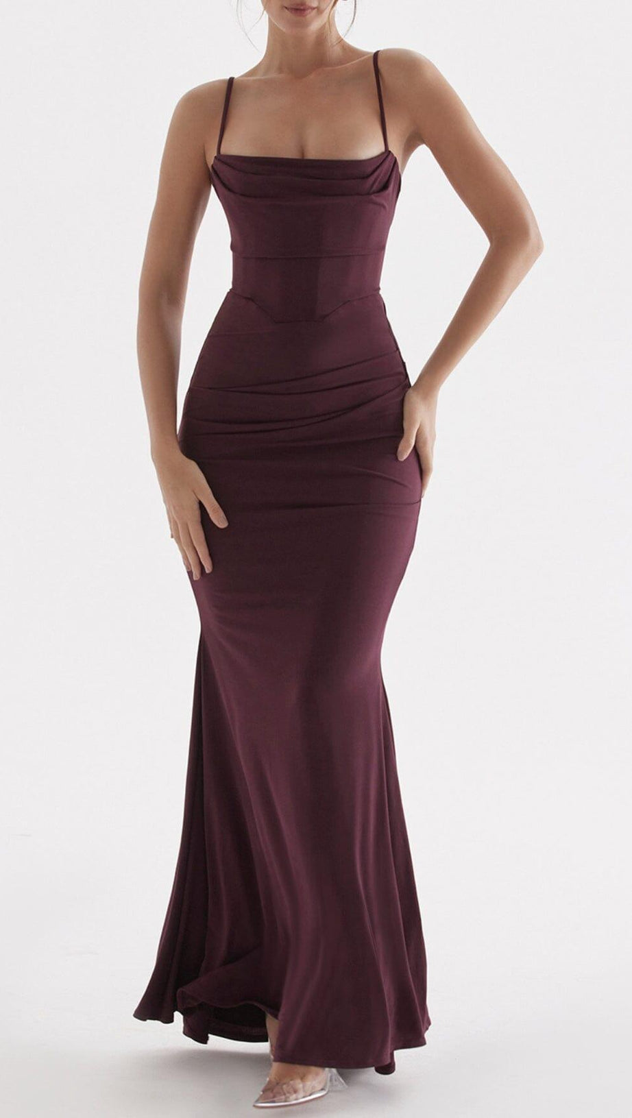DARK CHERRY CORSET MAXI DRESS