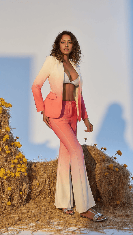 GIA OMBRE BLAZER SET IN RED