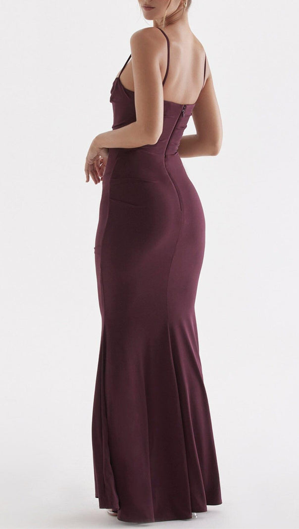 AIIZIE DARK CHERRY CORSET MAXI DRESS - product image