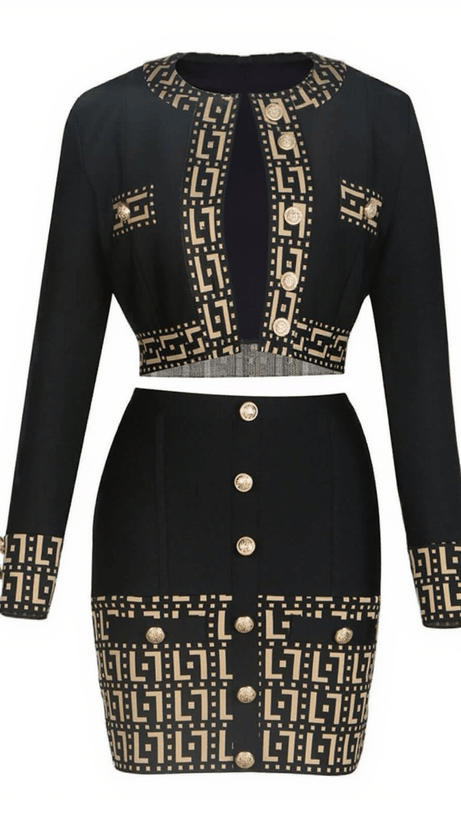 Sade – Bedrucktes Bandage-Set mit Knöpfen