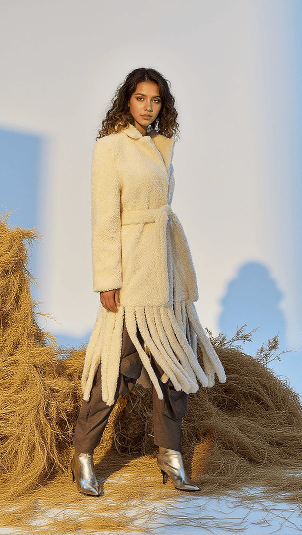 AIIZIE LUNET FAUX FUR FRINGE LAPEL COAT - product image
