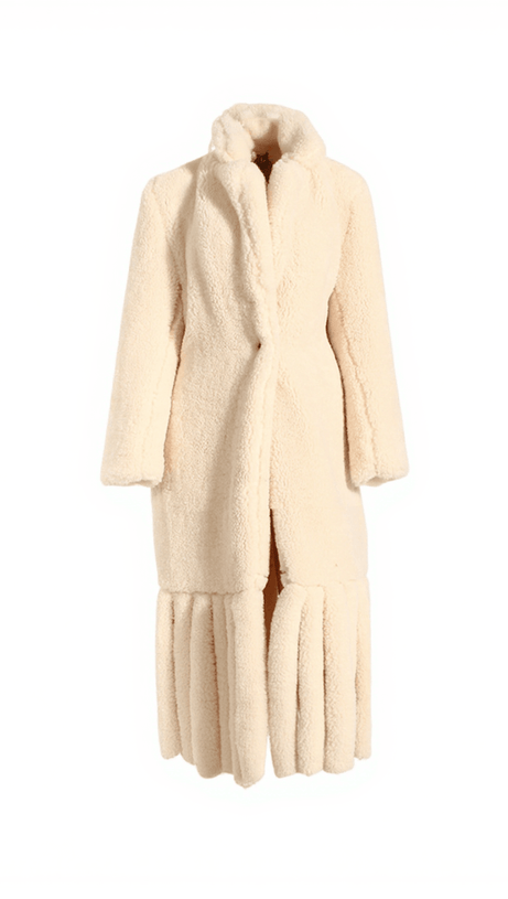 LUNET FAUX FUR FRINGE LAPEL COAT