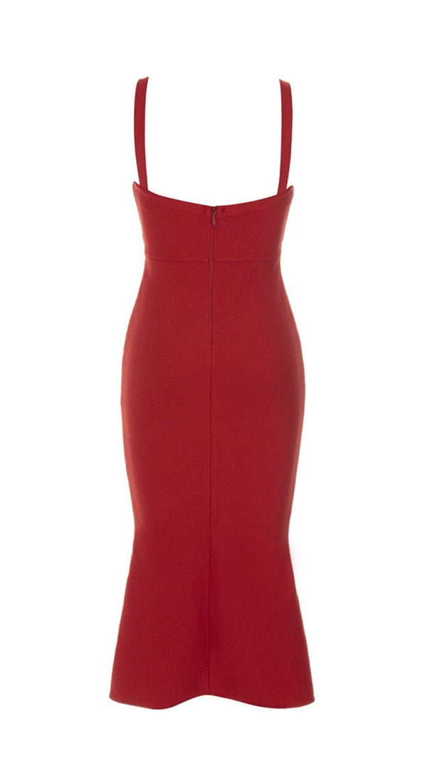 AIIZIE BANDAGE CUTOUT MIDI DRESS IN RED - product image