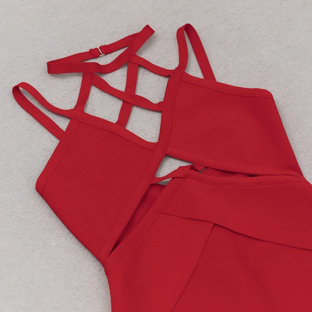 AIIZIE BANDAGE CUTOUT MIDI DRESS IN RED - product image