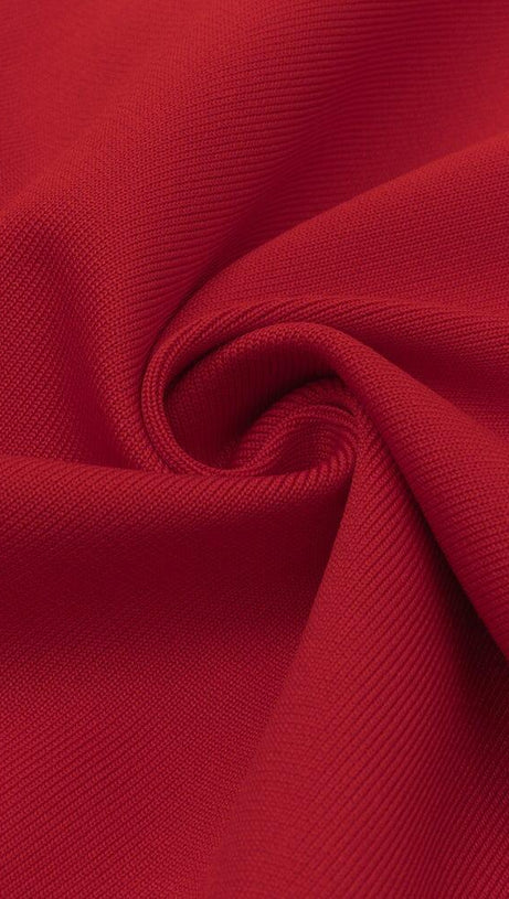 BANDAGE CUTOUT MIDI DRESS IN RED