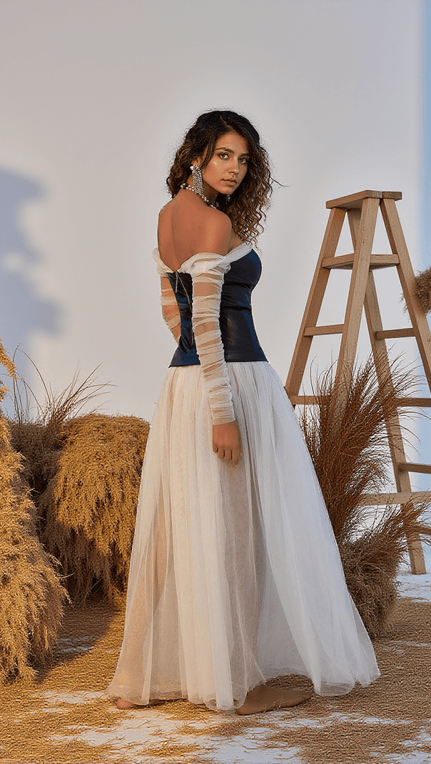 AIIZIE GASIRA PATCHWORK TULLE MAXI DRESS - product image