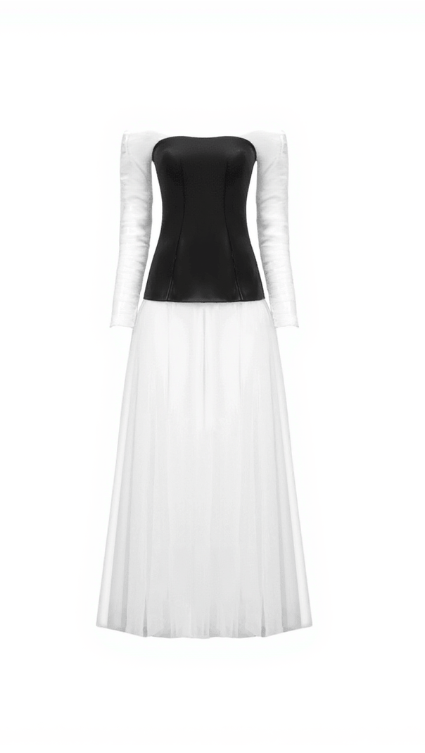 AIIZIE GASIRA PATCHWORK TULLE MAXI DRESS - product image