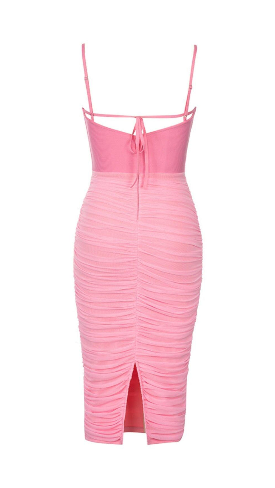 Mesh-Korsett-Midikleid in Pink