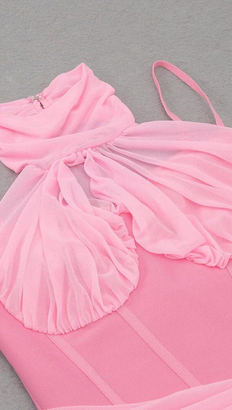 Mesh-Korsett-Midikleid in Pink