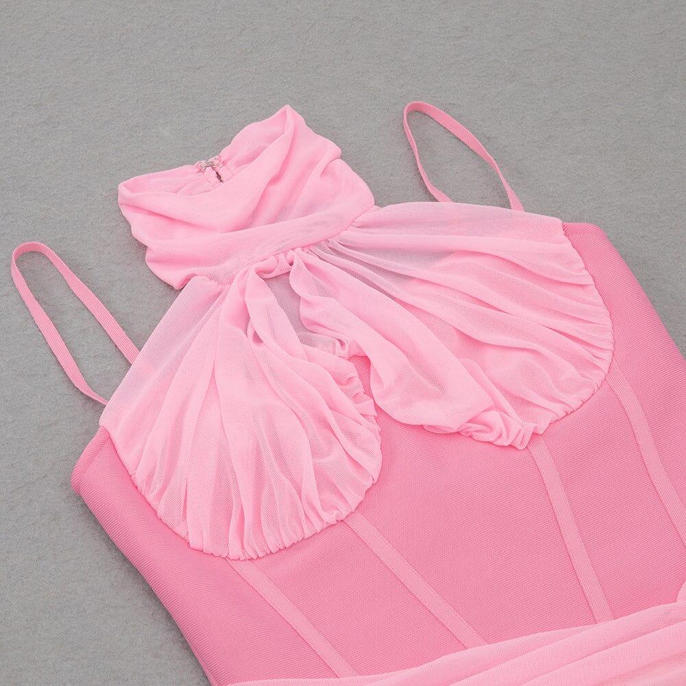 AIIZIE MESH CORSET MIDI DRESS IN PINK - product image
